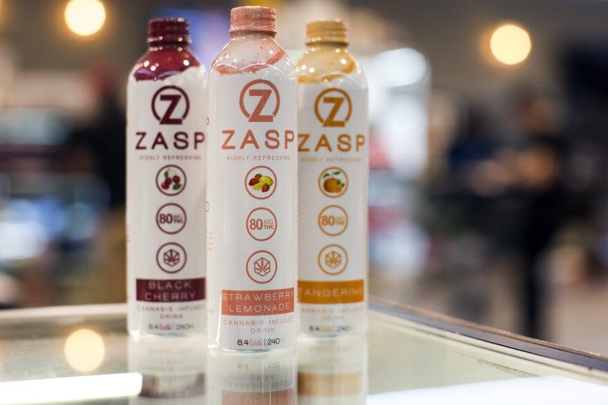 Cannabis-infused flavored drinks are sold at Kushmart, one of the largest medical marijuana dispensaries in downtown Los Angeles, on Monday afternoon, Feb. 29, 2016. If recreational marijuana is legalized in California, it could take more forms like specialized oils, drinks and food with regulated amounts of THC.