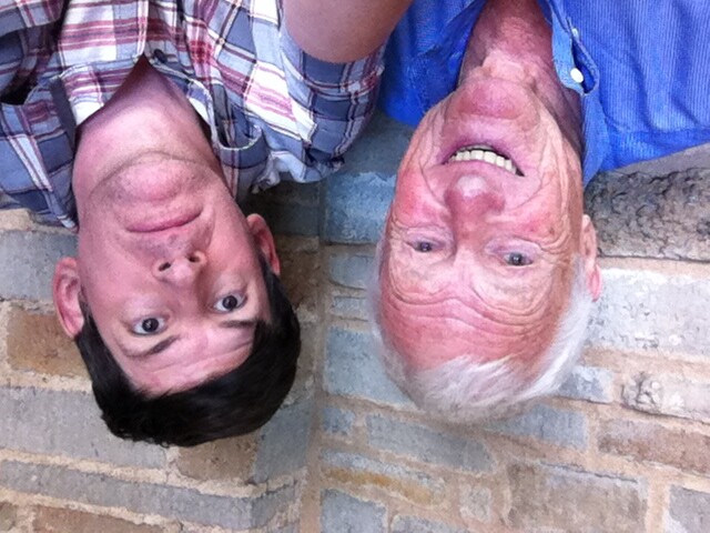 Actor Orson Bean and Off-Ramp host John Rabe taking a selfie at the Geffen Playhouse, where Bean gets top alphabetical billing in "Death of the Author."