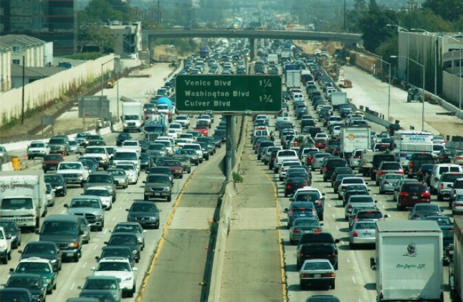 I-405 in typical traffic. Now imagine this volume of traffic spilling onto surface streets. 