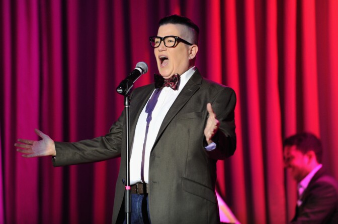 Lea DeLaria speaks on stage during the 60th annual Obie awards on May 18, 2015 in New York City.  