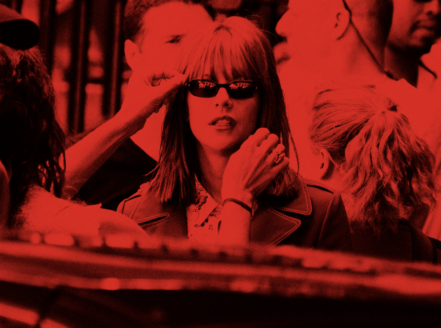 Actress Meg Ryan, wearing dark sunglasses that cover her character’s eyes, has her makeup touched up on the set of "In The Cut."