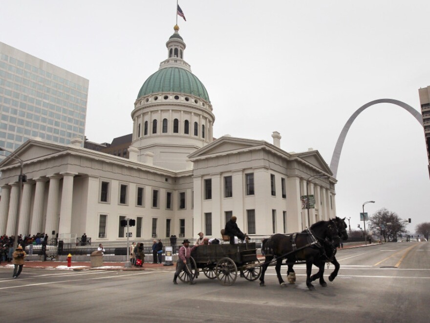St. Louis, whose location on the Mississippi River made it a hub for the sale of slaves, marked the Civil War sesquicentennial by re-enacting a slave auction in January. Missouri officials hope the anniversary will draw more attention to the state's Civil War history.