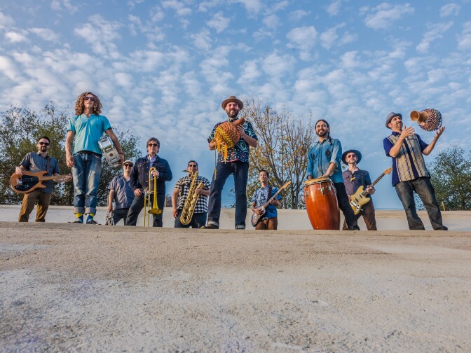 The ten piece band, Jungle Fire, describes themselves as "Tropi-funk."
