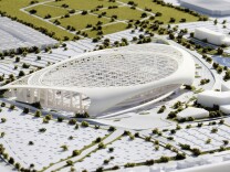 File: A three-dimensional model of the new Los Angeles Rams stadium on display during the groundbreaking for the team's new stadium and entertainment district in Inglewood on Thursday, Nov. 17, 2016. 