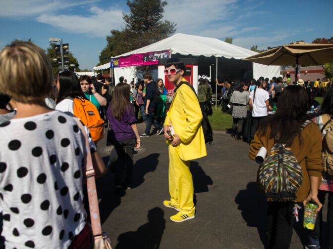 Billy Dixon dresses as Korean pop star Yoo Jae Suk for the cosplay competition at the KCON convention in Irvine, Calif. Dixon has traveled three times in the last year to California for Korean pop events.