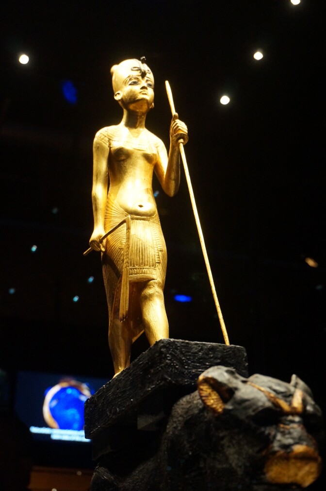 Artifacts from the "King Tut: Treasures of the Golden Pharaoh" exhibit at the California Science Center