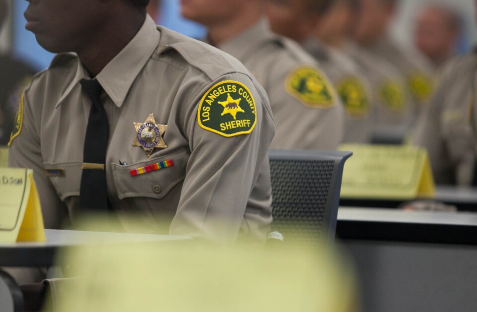LA Sheriff Jim McDonnell addressing recruits at the Biscailuz Training Academy in Los Angeles, Calif. on Thursday, May 3, 2018.