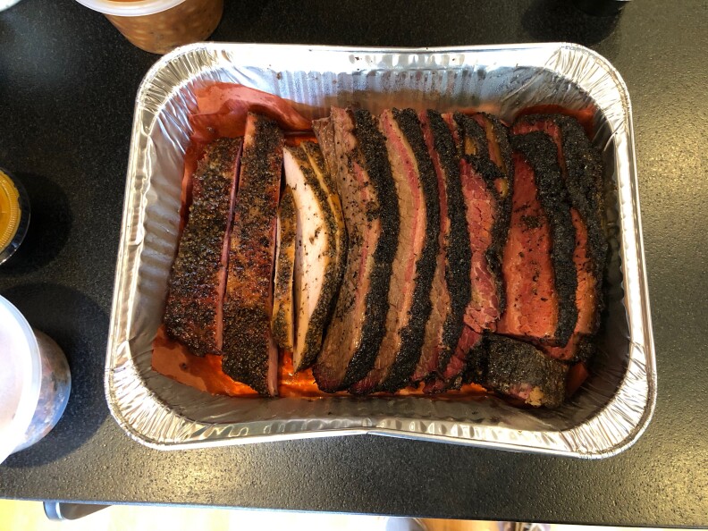 Ribs and brisket from Moo's BBQ.