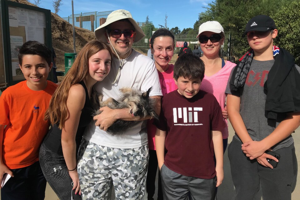 Seth Rivera (third from left) and his group were among the hikers at Runyon during the record-high temperatures on Thanksgiving day.