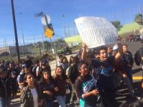 A Facebook post from the page of the labor union United Teachers Los Angeles shows L.A. Unified students walking out of classes to protest the victory of President-elect Donald Trump.