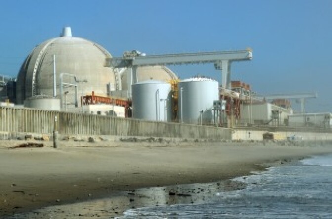 View of the San Onofre Nuclear Generating Station in northern San Diego County. The nuclear plant has been offline since January 31, 2012. The Nuclear Regulatory Commission will hold a public meeting February 12 in San Juan Capistrano to talk about restarting one of the plant's two units. 