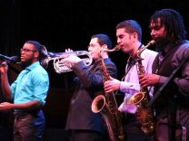 Thelonious Monk jazz students Michael Mayo, Ido Meshulam, Daniel Rotem and David Otis performing at UCLA's Schoenberg Hall.
