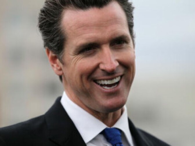 San Francisco mayor Gavin Newsom smiles during a news conference May 25, 2010 in San Francisco, California.