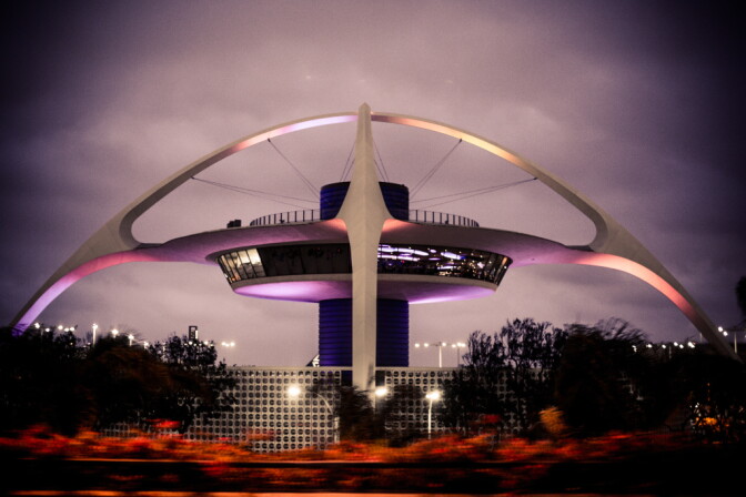 This stock photo shows the iconic Theme Building at Los Angeles International Airport. Visitors to Los Angeles spent $19.6 billion in 2014, up 6.8 percent from the year before, L.A. Tourism and Convention Board said in a report Tuesday.
