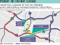 A flyer detailing the 101 freeway closure.
