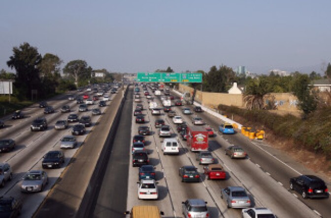 Drivers fill the 110 freeway during afternoon rush-hour on January 9, 2008 in Los Angeles, California.