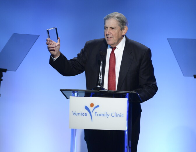 BEVERLY HILLS, CA - MARCH 03:  Dr. Jonathan Fielding receives the Visionary Award at the Venice Family Clinic's 35th Annual Silver Circle Gala at The Beverly Hilton Hotel on March 3, 2014 in Beverly Hills, California.  (Photo by Michael Buckner/Getty Images for VFC)