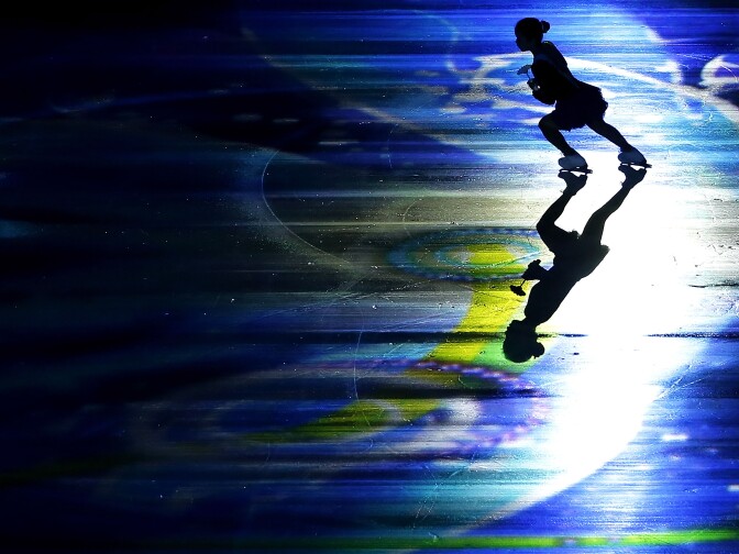 A girl performs on ice for "Thank You from Tohoku" during the ISU Grand Prix of Figure Skating NHK Trophy on November 25, 2012 in Rifu, Japan.