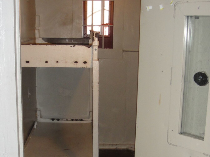 Interior of a double solitary cell in the Lewisburg federal penitentiary.