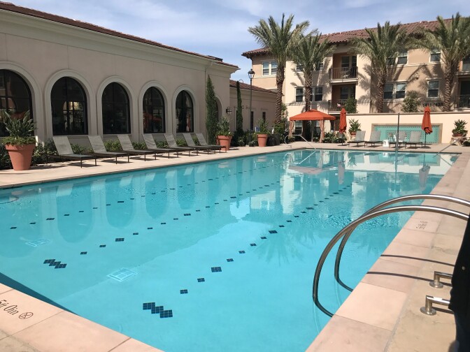 One of two resort-style pools at Portola Court, a new, luxury housing development in Irvine.
