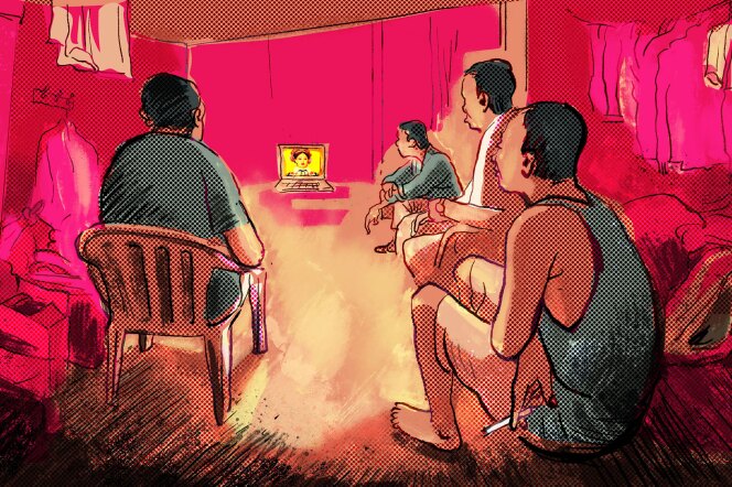 Illustration of overcrowded boarding house