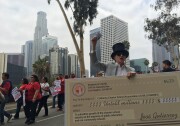 Members of United Teachers Los Angeles — the union representing Los Angeles Unified School District teachers — hold a protest outside district headquarters on June 14, 2016.