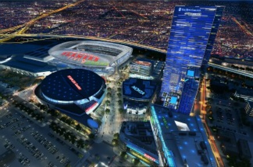 In this rendering released by AEG, the proposed football stadium to house a NFL team in Los Angeles, California is seen.