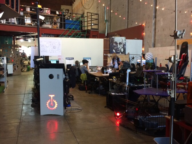 A view of Two Bit Circuses workshop in Lincoln Heights. 