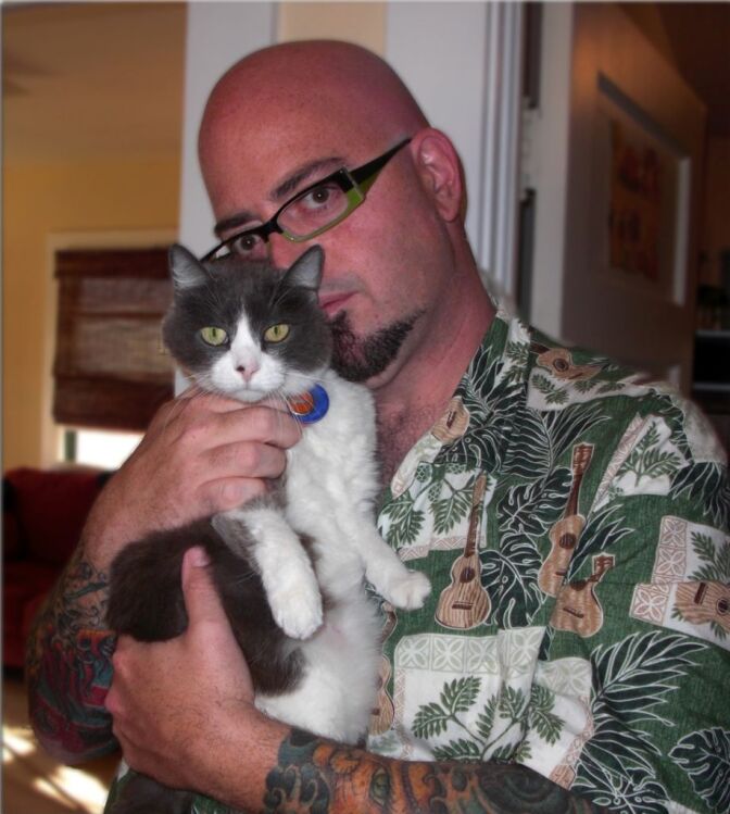 Animal Planet star and author Jackson Galaxy with his cat Bennie, inspiration for Cat Daddy, his new memoir