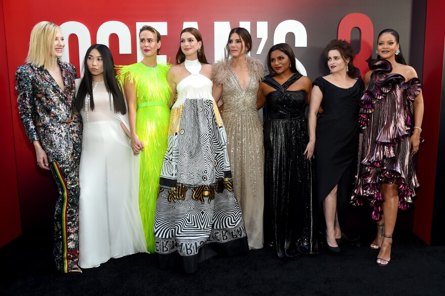 NEW YORK, NY - JUNE 05:  Cate Blanchett, Awkwafina, Sarah Paulson, Anne Hathaway, Sandra Bullock, Mindy Kaling, Helena Bonham Carter and Rihanna attend the "Ocean's 8" World Premiere at Alice Tully Hall on June 5, 2018 in New York City.  (Photo by Jamie McCarthy/Getty Images)