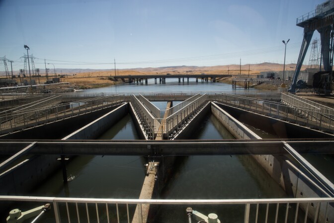Louvers at the Skinner Fish Facility in the Sacramento-San Joaquin River Delta divert most fish away from pumps that lift water into the California Aqueduct. Decades of fights among government and water agencies, environmentalists and farmers, in courtrooms and conference rooms have culminated in the Bay Delta Plan, which will soon be open to public debate.