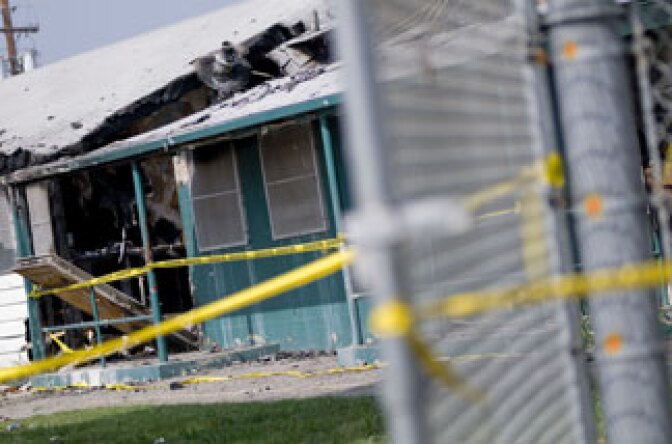 The aftermath of a prison riot inside the California Institution for Men prison is seen on August 19, 2009 in Chino, California.