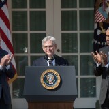 Judge Merrick Garland (C) speaks after US President Barack Obama, with Vice President Joe Biden (L), announced Garland's nomination to the US Supreme Court, in the Rose Garden at the White House in Washington, DC, on March 16, 2016.
