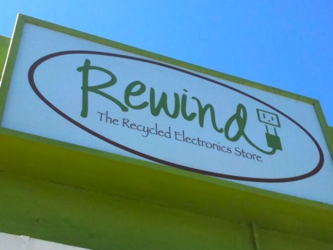 Rewind store sign