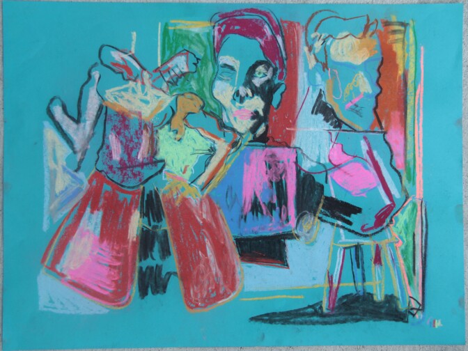 An abstract figure drawing from high school artist Omar Wiseman. This piece is part of his portfolio, which one him the top prize in the 2015 Scholastic Art & Writing Awards competition. 