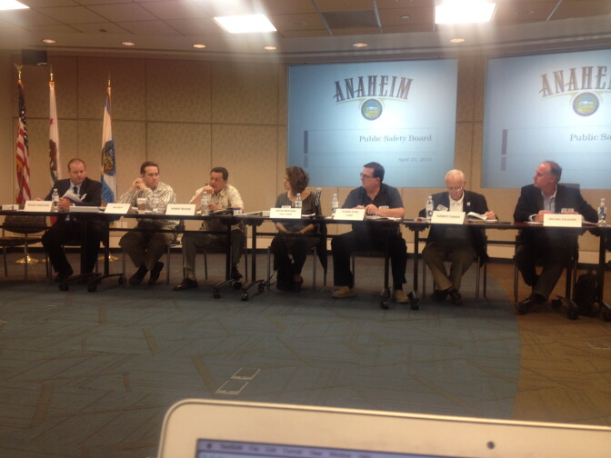 The Anaheim Public Safety Board heard the police chief's response and decisions on whether to adopt 20 recommendations made in an independent review of the department policies. The report was commissioned after Anaheim police shot and killed two Latino men during one weekend in 2012, which led to several days of protests and riots. 