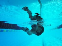 Baylee Dominguez of Los Angeles swims laps at the Glassell Park Pool on Friday, Sept. 12 during a the start of  heat wave that hit Southern California this week.