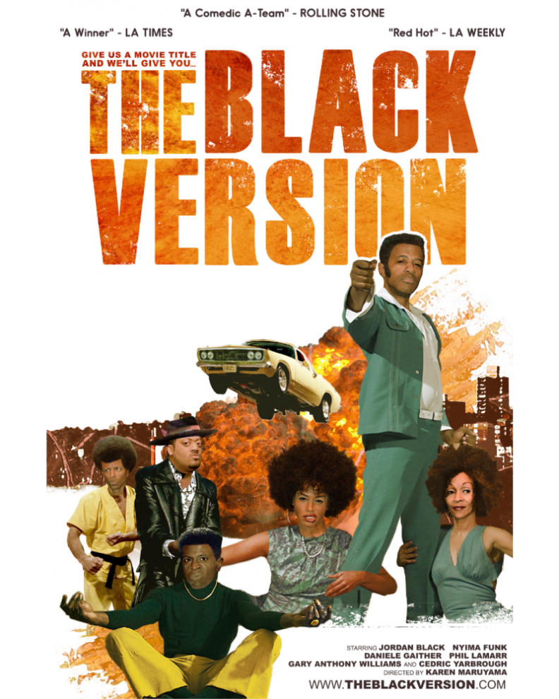 Six Black comics on a parody movie poster for The Black Verision. 