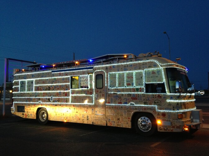 The Sticker Bus is a traveling sticker store that markets mainly to oilfield workers.