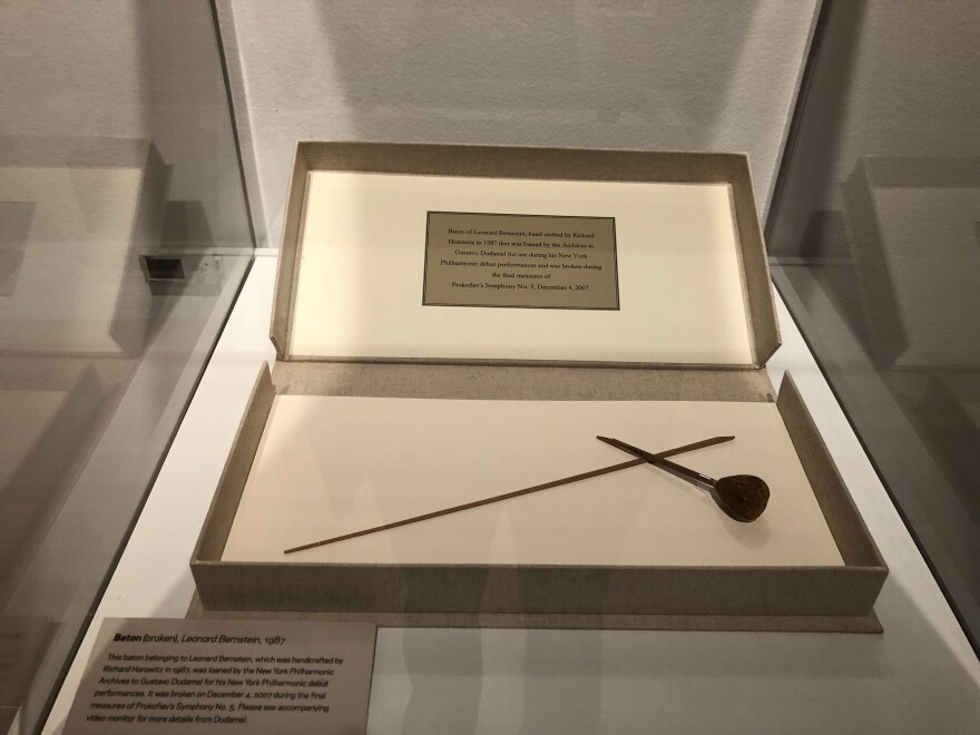 Bernstein's baton that Gustavo Dudamel used while performing in New York. Like Bernstein, Dudamel was a very passionate, physical performer – to the point where he broke the baton mid-concert.