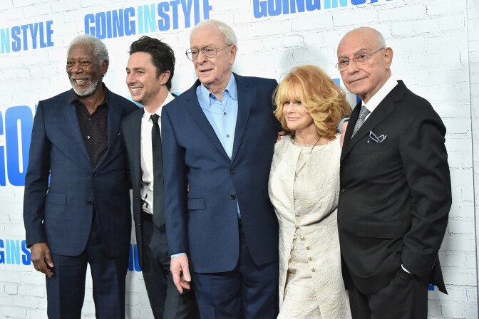 NEW YORK, NY - MARCH 30:  Morgan Freeman, Zach Braff, Michael Canie, Ann-Margret, and Alan Arkin attend the "Going In Style" New York Premiere at SVA Theatre on March 30, 2017 in New York City.  (Photo by Mike Coppola/Getty Images)