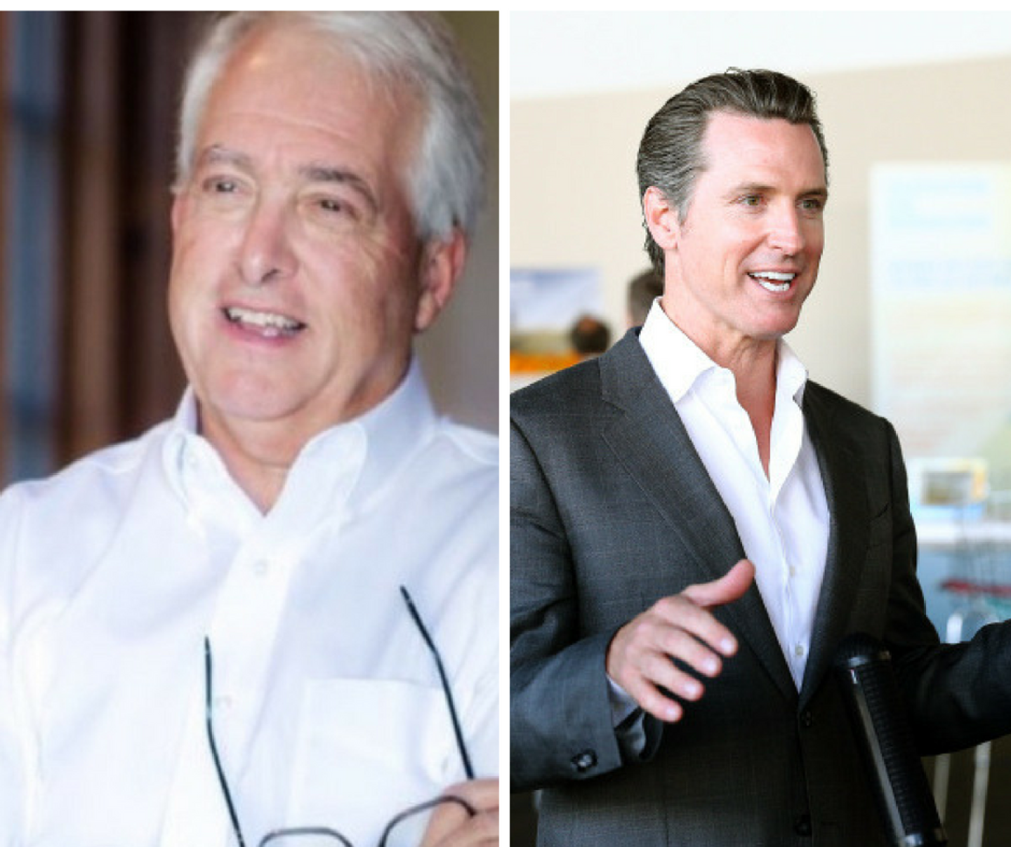 Republican gubernatorial candidate John Cox (left) and Democratic gubernatorial candidate Gavin Newsom (right). 