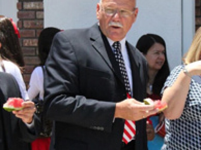 Calvary Baptist Church pastor William Rench at the church's recent "Patriotic Sunday" celebration in Temecula.