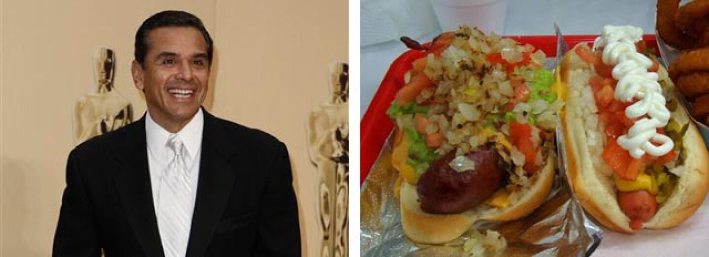 Los Angeles Mayor Antonio Villaraigosa had a hot dog named for him at Pink's