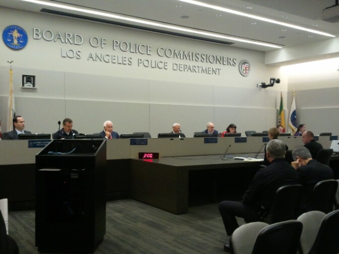 The LAPD Police Commissioners Board hears a report from the Inspector General about officer-involved shootings and assaults on officers. 
