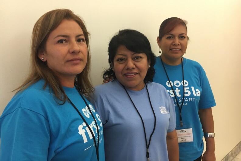Parents Maribel Cepeda, Luz Hernández and Lety Ortiz (left to right), are some of the leaders of the Culture of Respect campaign that local neighborhood groups are promoting in an effort to confront violence in the home and community.