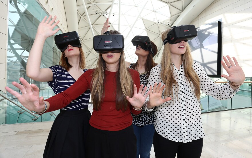 LONDON, ENGLAND - MARCH 12:  Westfield introduces world first Oculus Rift Virtual Reality headsets ahead of 'Future Fashion' an immersive pop-up experience at Westfield London on March 12, 2015 in London, England.  Future Fashion will take place at Westfield London from 27-29 March and Westfield Stratford City from 2-4 April.  (Photo by Tim P. Whitby/Getty Images for Westfield)