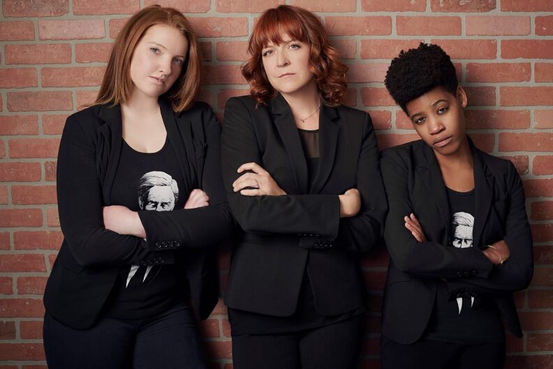 The hosts of the "Mueller, She Wrote" podcast are (L-R) Jordan Coburn, A.G., and Jaleesa Johnson.