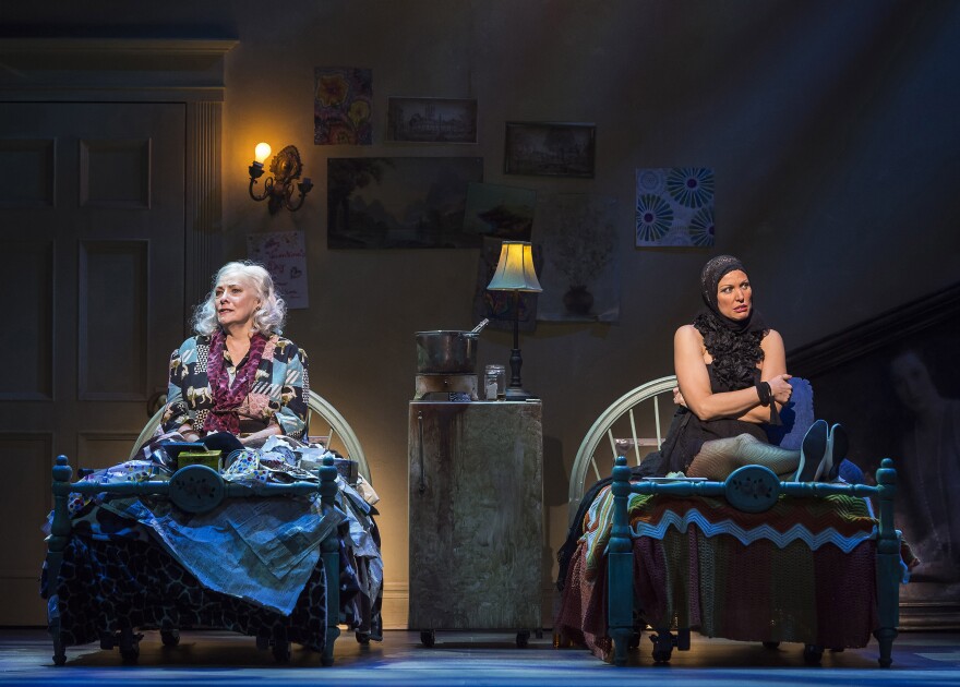 L-R: Betty Buckley and Rachel York in "Grey Gardens" The Musical. Directed by Michael Wilson, "Grey Gardens" plays at Center Theatre Group/Ahmanson Theatre through August 14, 2016. The book is by Doug Wright, music by Scott Frankel and lyrics by Michael Korie. "Grey Gardens" is based on the film by David Maysles, Albert Maysles, Ellen Hovde, Muffie Meyer and Susan Froemke. For tickets and information, please visit CenterTheatreGroup.org or call (213) 972-4400. Contact: CTGMedia@ctgla.org / (213) 972-7376.
Photo by Craig Schwartz.