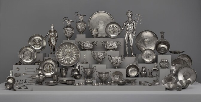 Imagine digging this up in your back yard? The Roman silver treasure dedicated to Mercury, found at Berthouville in 1830.